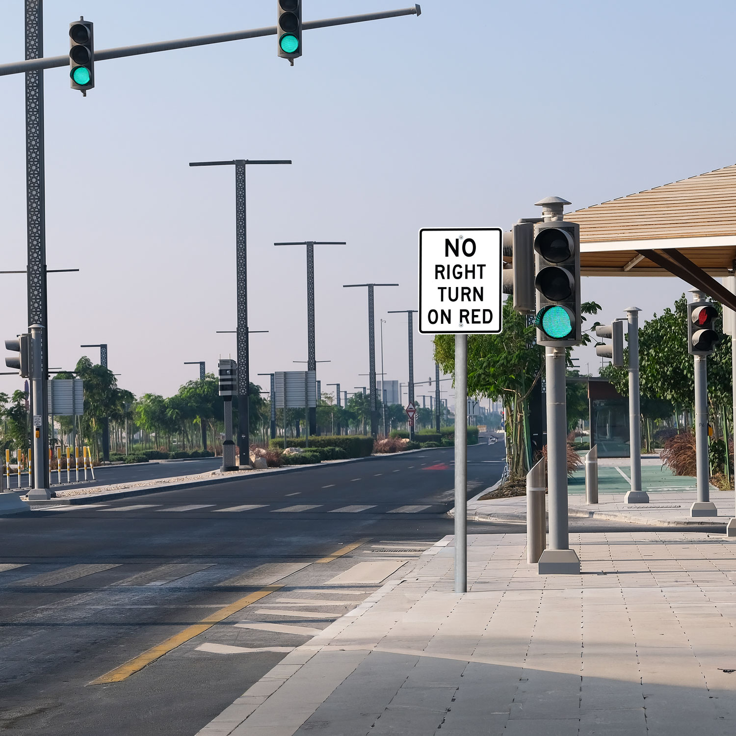 Texas No Right Turn On Red Sign