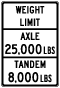 Texas Weight Limit Axle and Tandem Sign