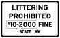 Texas Littering Prohibited Sign