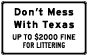 Texas Fine For Littering Sign