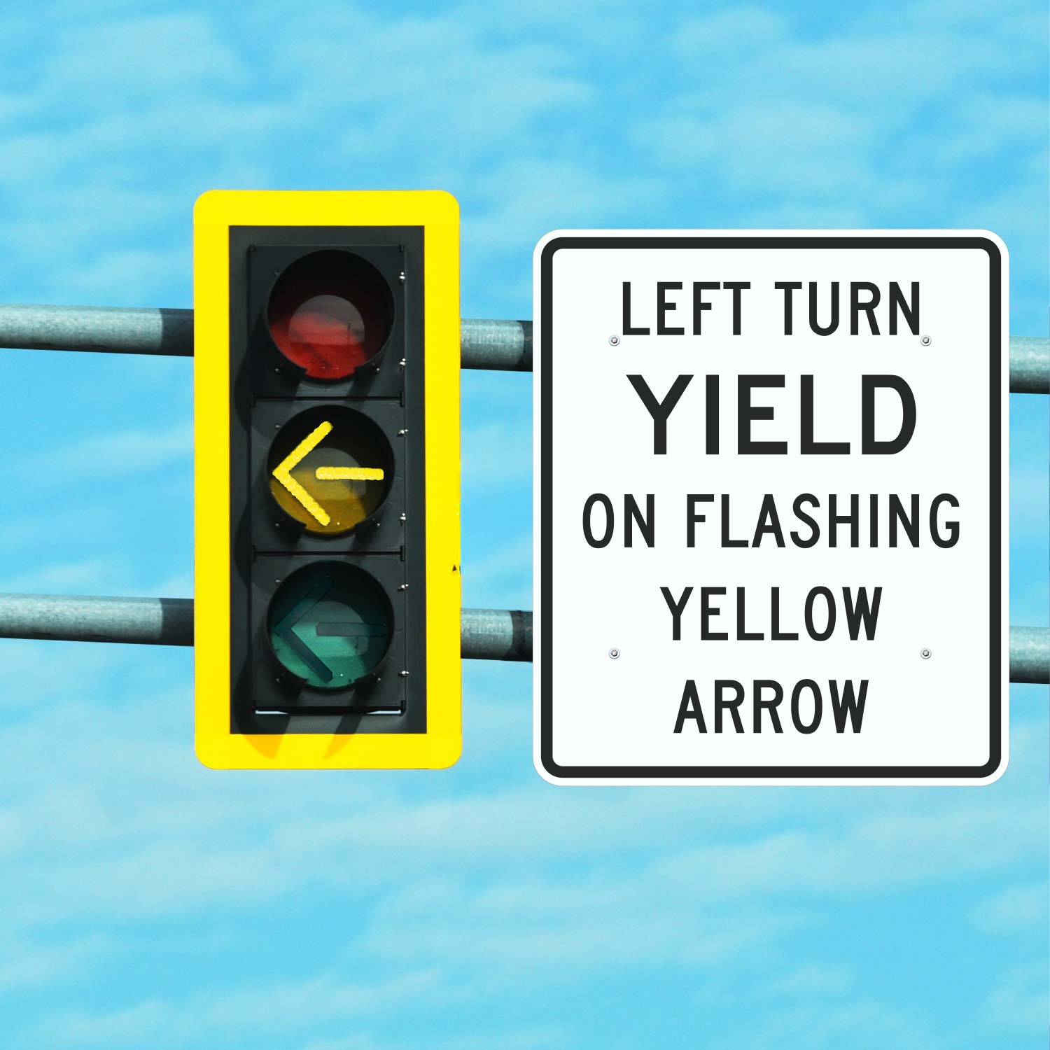 Texas Left Turn Yield On Flashing Yellow Arrow Sign