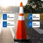 36" Elite Orange Traffic Cone, 12lbs Black Base & 3M Reflective Bands