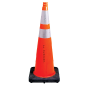 36" Elite FL Orange Traffic Cone, 12lbs Black Base & 3M Reflective Bands