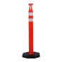 42" Orange Delineator Post with 2 HIP Reflective Bands + 12 lb. Base