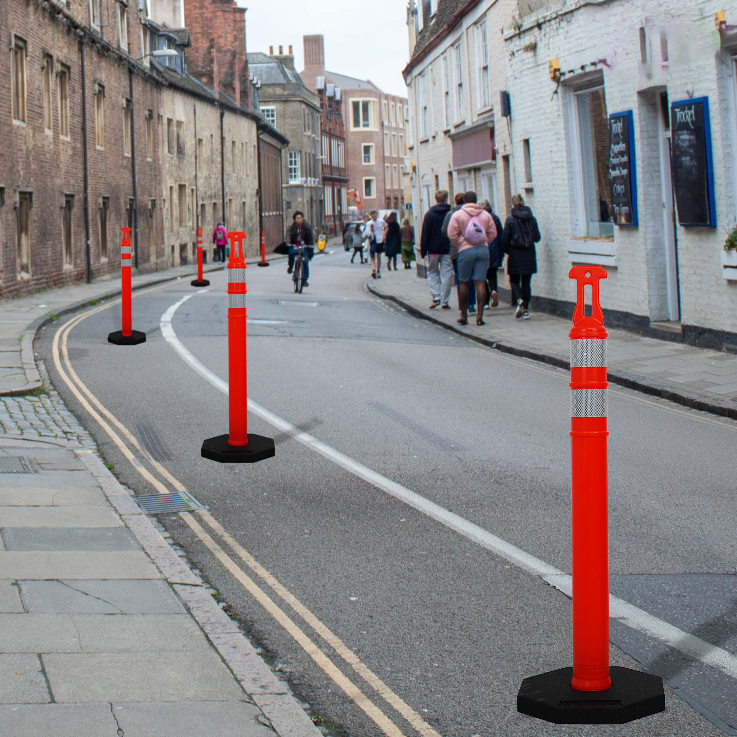 42" Orange Delineator Post with 2 Reflective Bands + 12 lb. Base