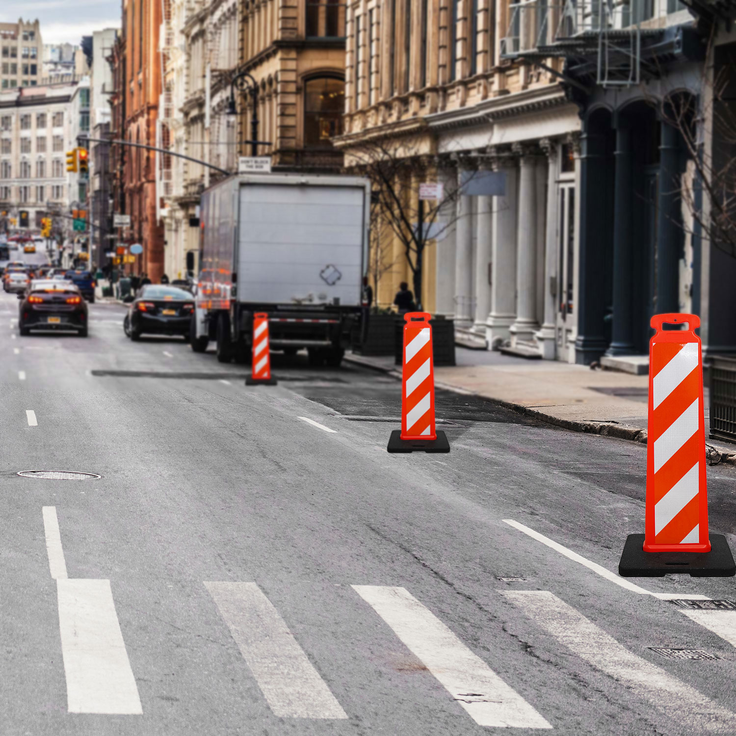 Orange Striped Vertical Channelizer Panel