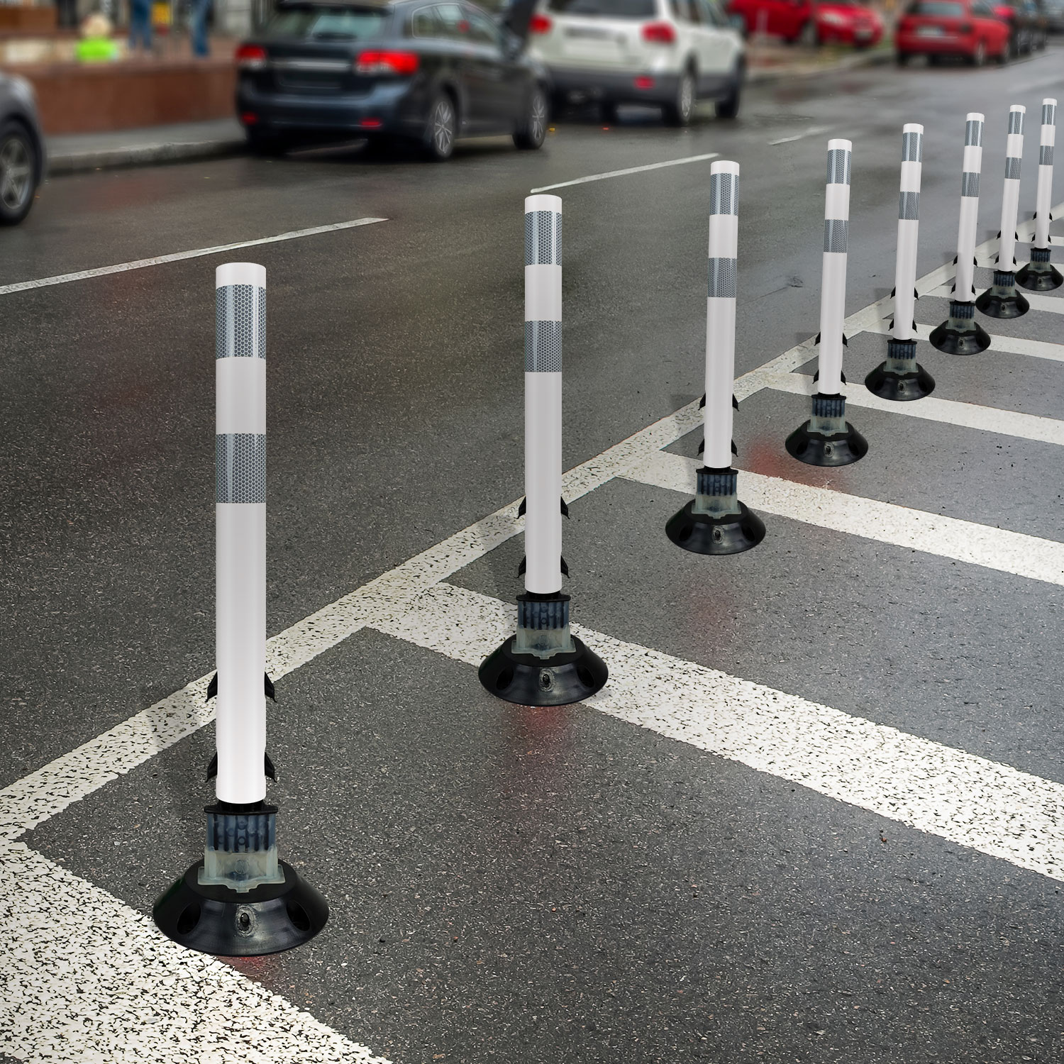 White Flexstake Surface Mount Tubular Traffic Delineator