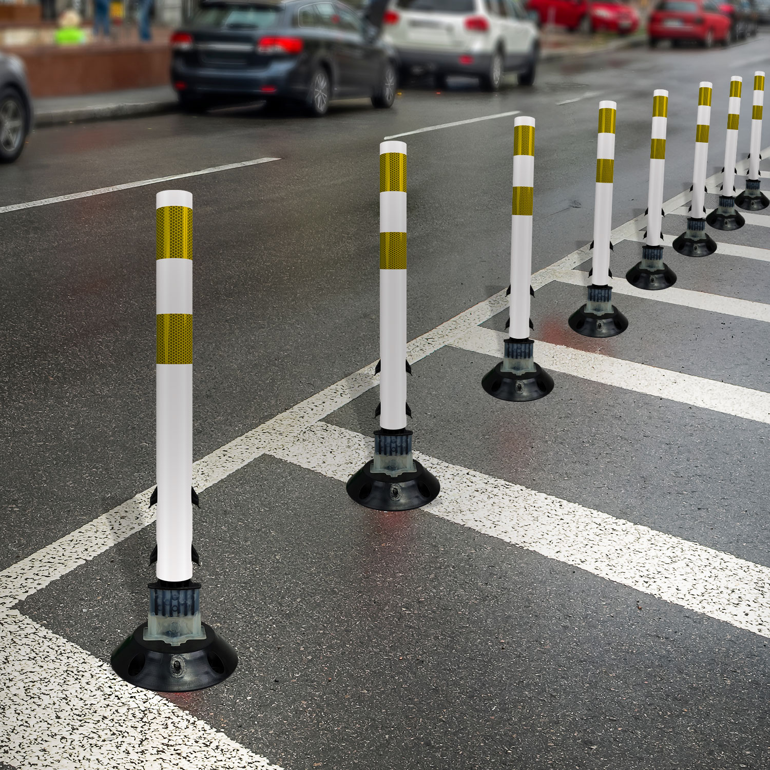 White Flexstake Surface Mount Tubular Traffic Delineator