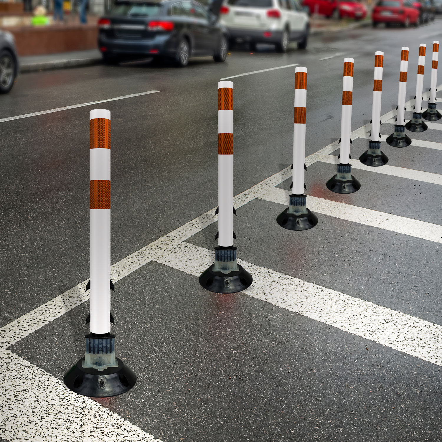 White Flexstake Surface Mount Tubular Traffic Delineator