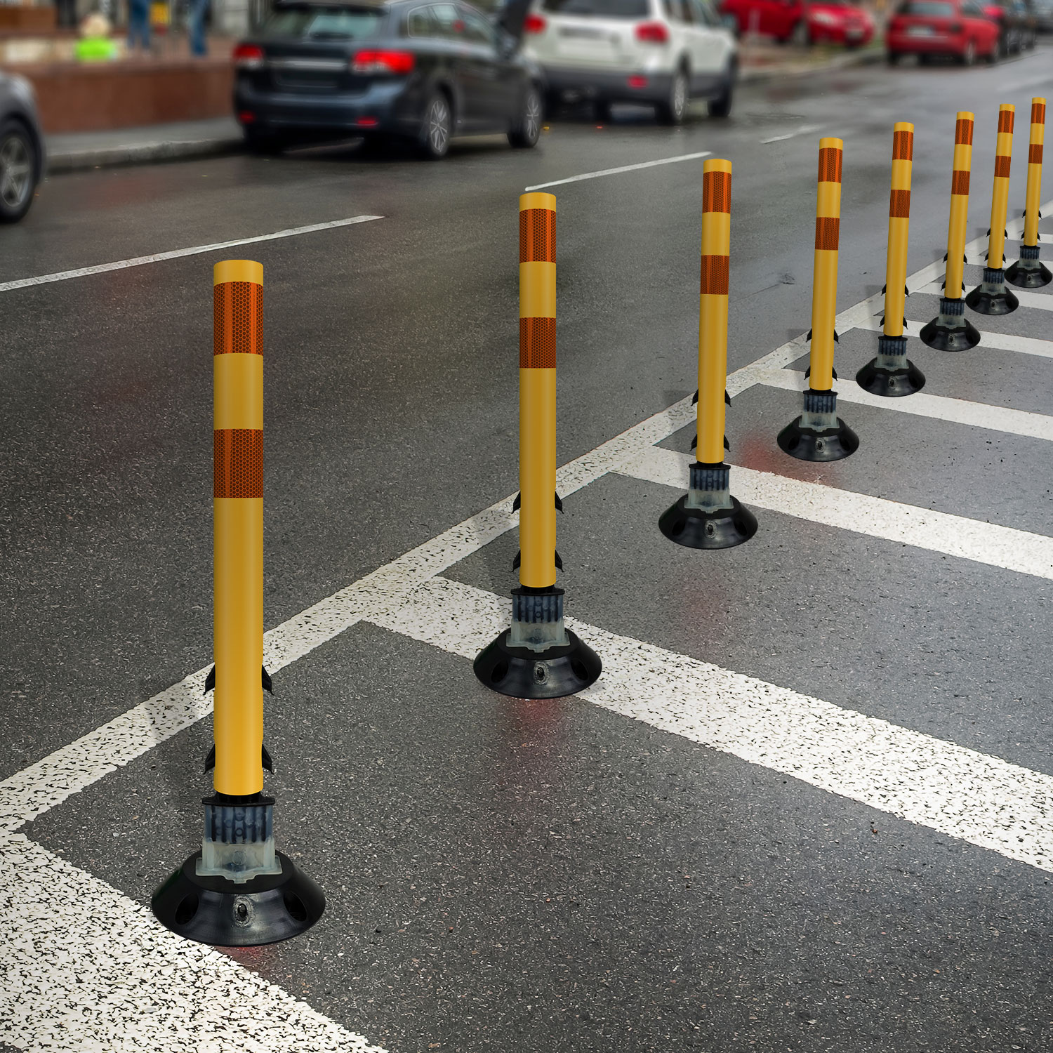 Yellow Flexstake Surface Mount Tubular Traffic Delineator