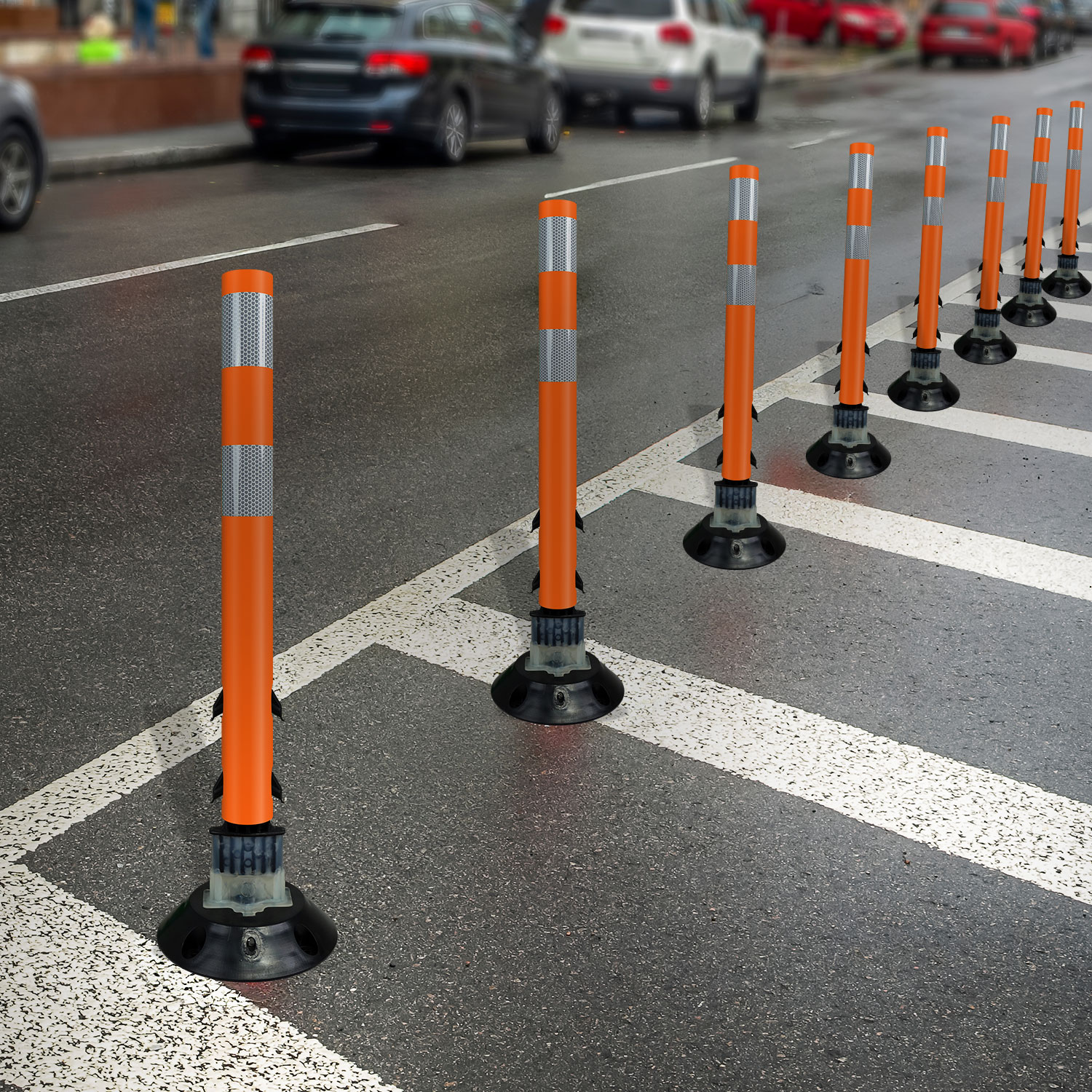 Orange Flexstake Surface Mount Tubular Traffic Delineator