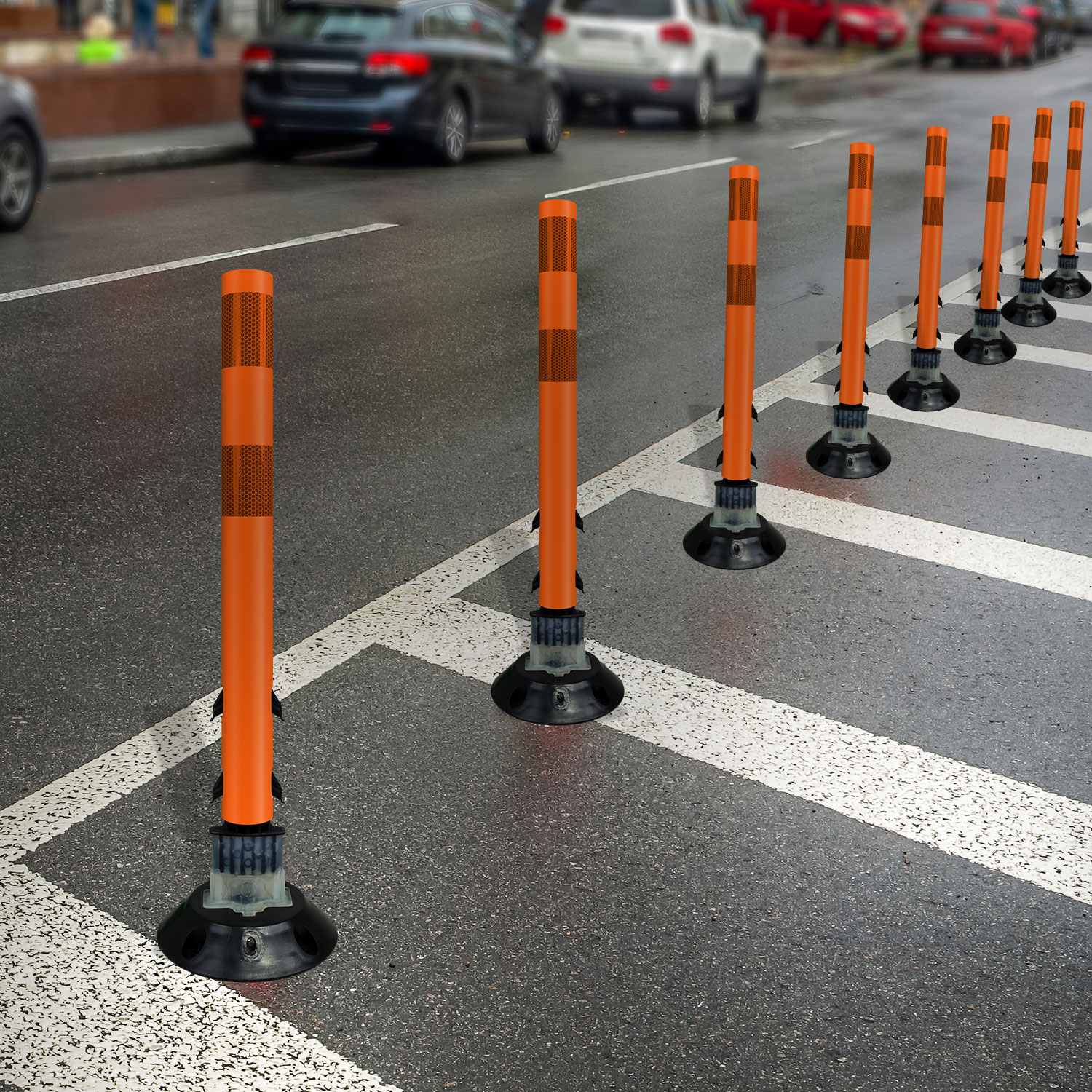 Orange Flexstake Surface Mount Tubular Traffic Delineator