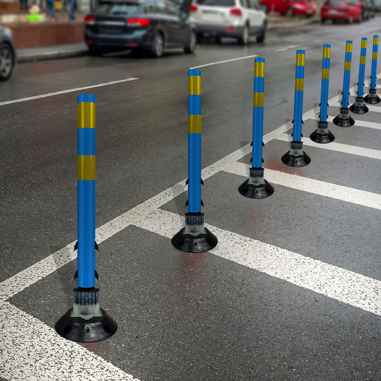 Blue Flexstake Surface Mount Tubular Traffic Delineator