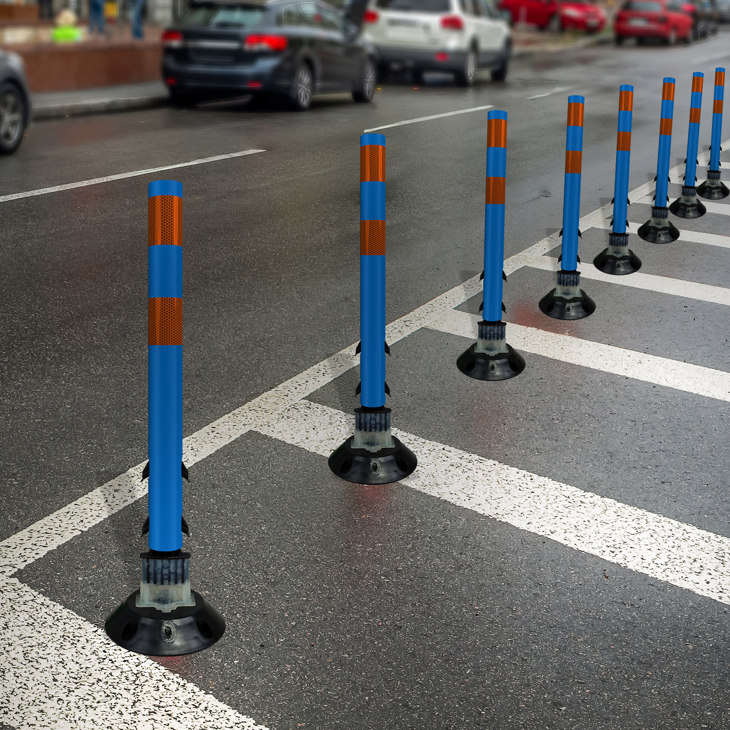 Blue Flexstake Surface Mount Tubular Traffic Delineator