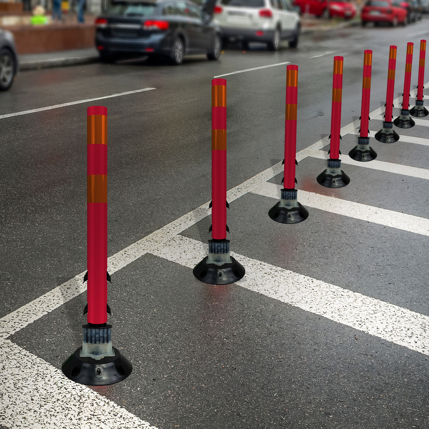 Red Flexstake Surface Mount Tubular Traffic Delineator