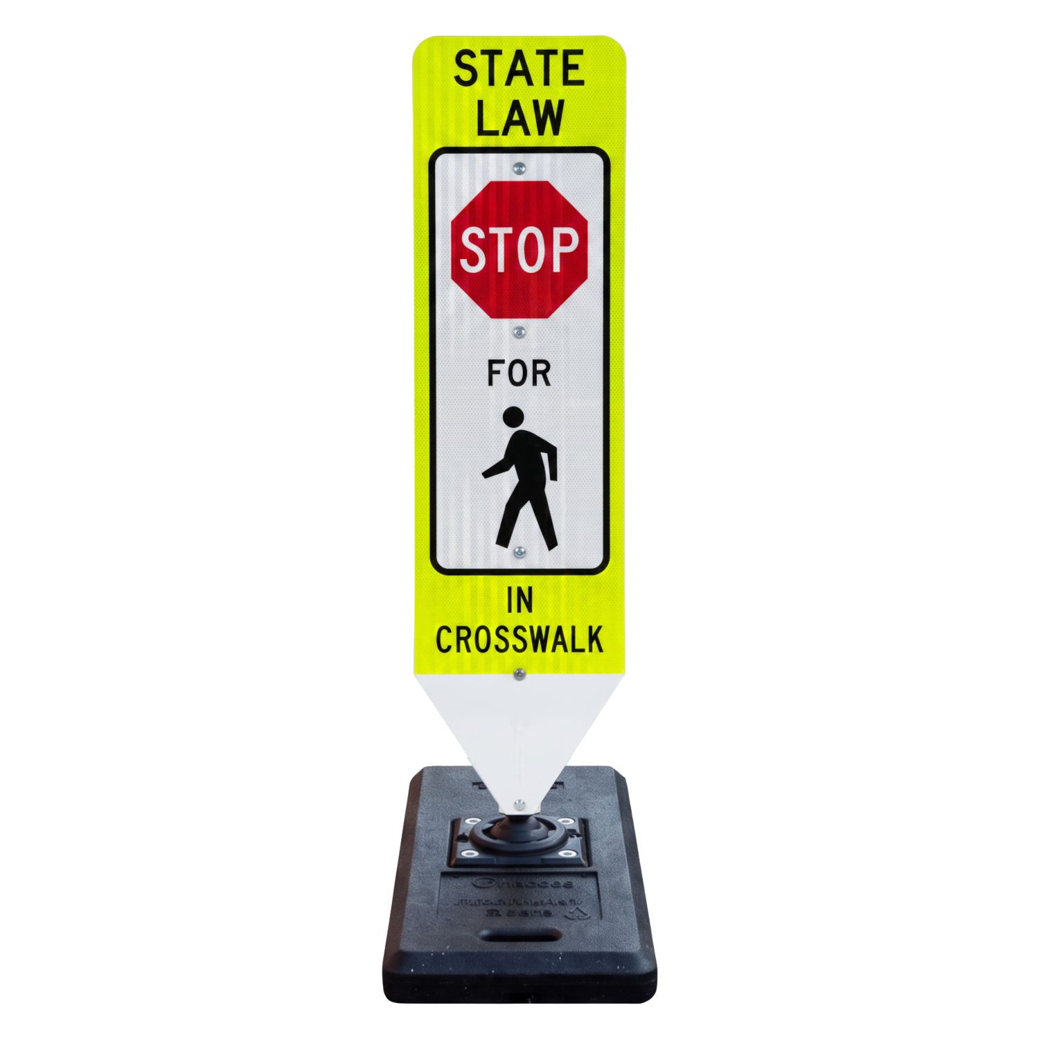 Stop For Pedestrians In-Street Sign with Portable Base