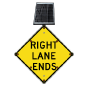 LED Solar Right Lane Ends Sign