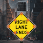 LED Solar Right Lane Ends Sign