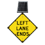 LED Solar Left Lane Ends Sign
