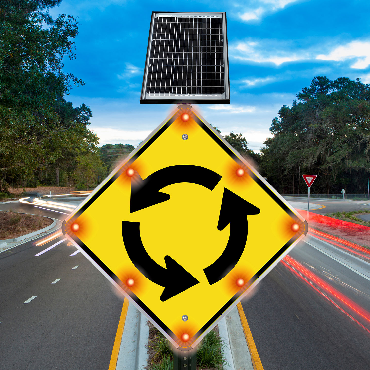 LED Solar Roundabout Circulation Sign