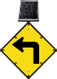 LED Solar Left Turn Ahead Sign
