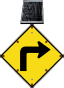 LED Solar Right Turn Ahead Sign