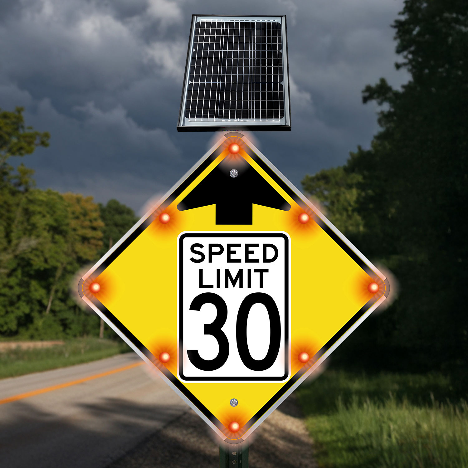 LED Solar Reduced Speed Limit 30 MPH Sign