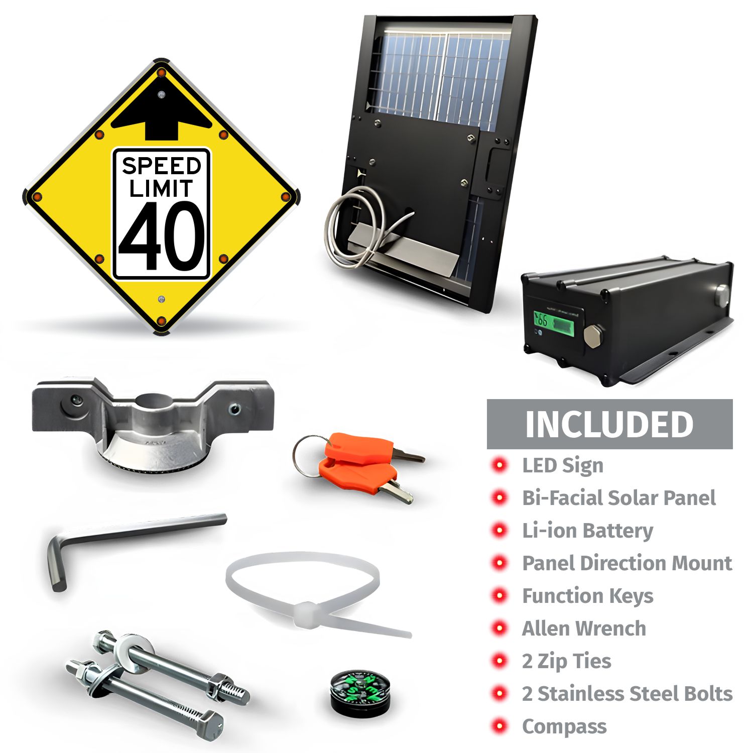 LED Solar Reduced Speed Limit 40 MPH Sign