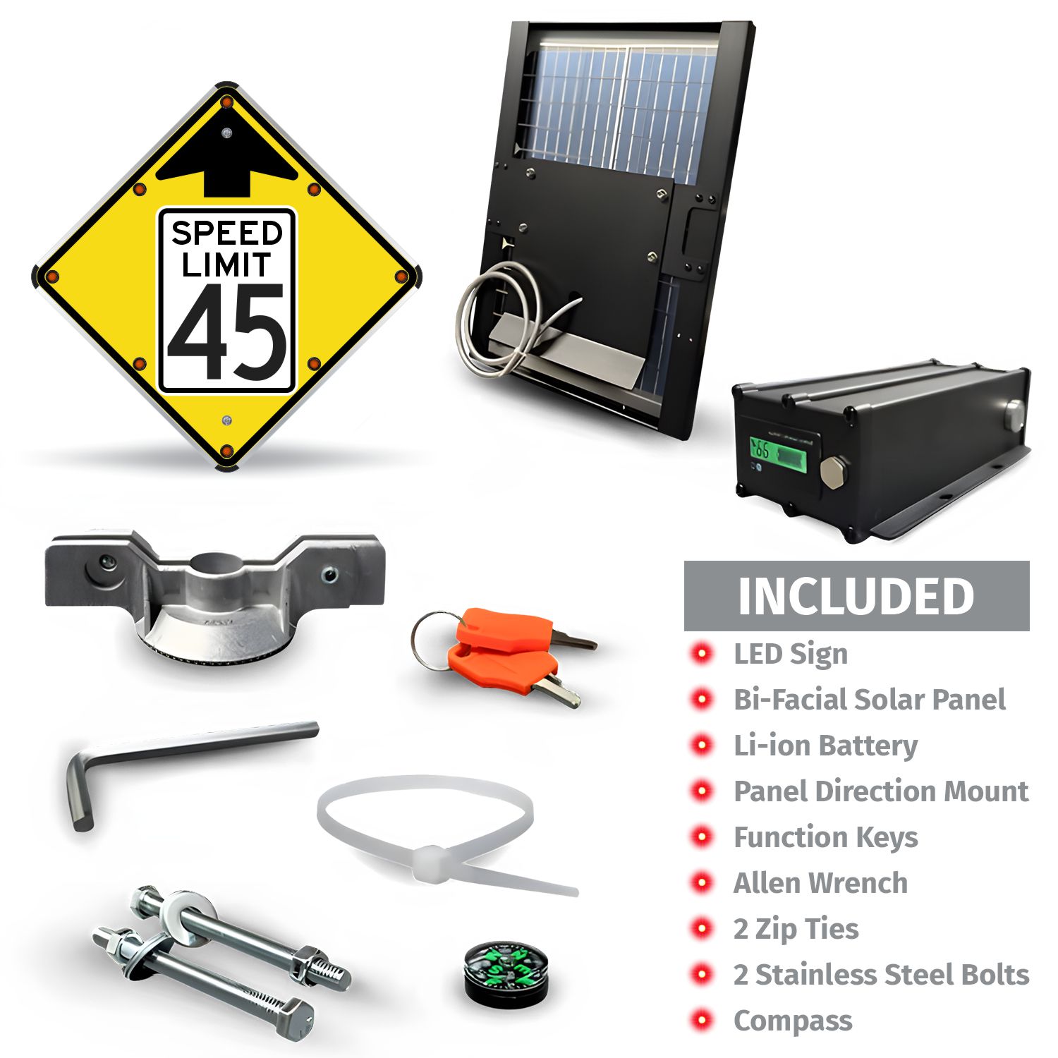 LED Solar Reduced Speed Limit 45 MPH Sign
