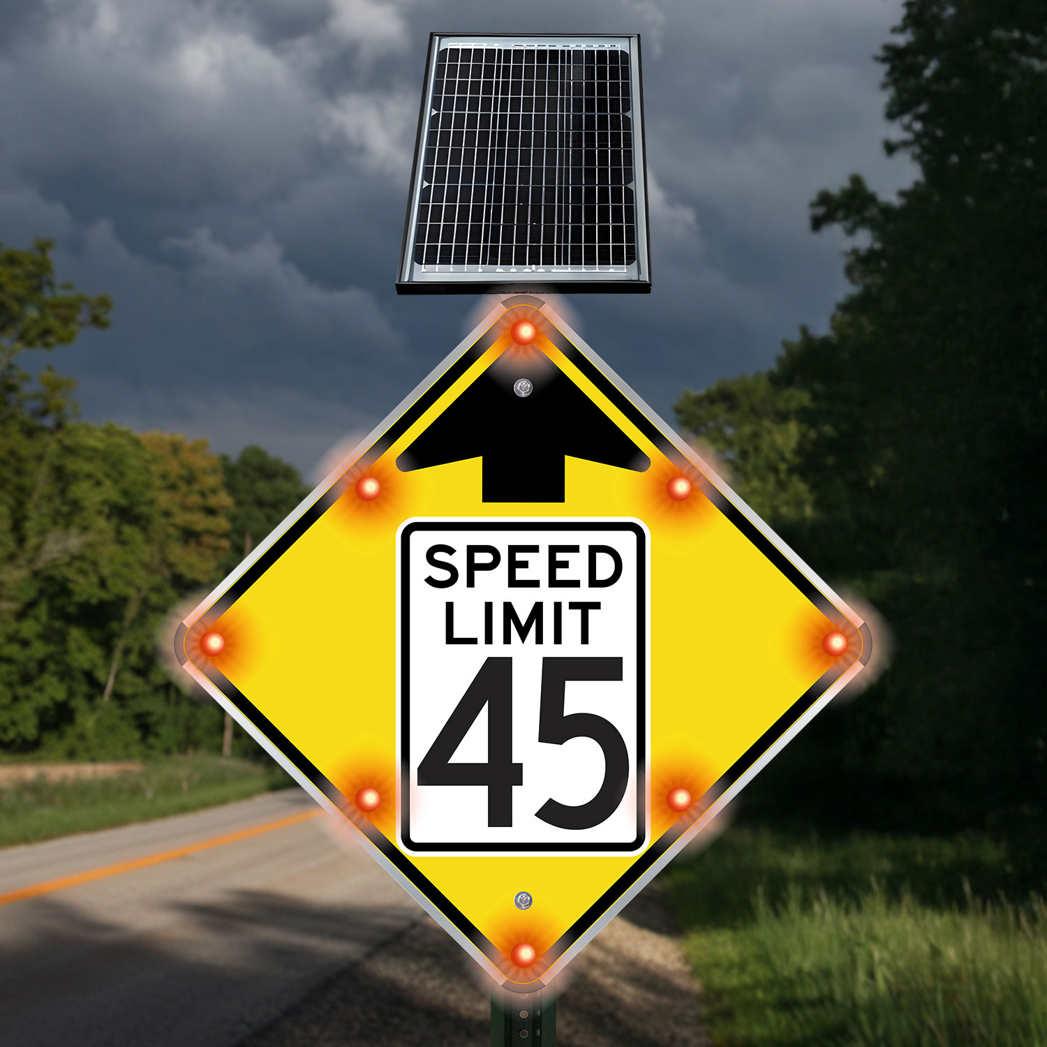 LED Solar Reduced Speed Limit 45 MPH Sign