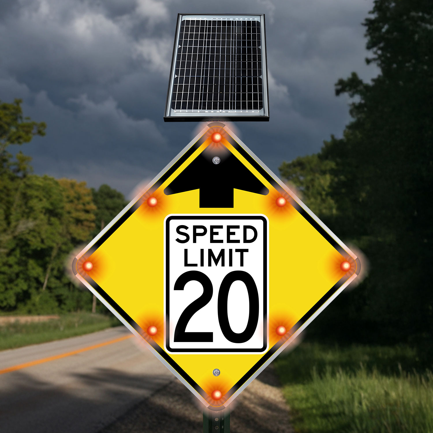 LED Solar Reduced Speed Limit 20 MPH Sign