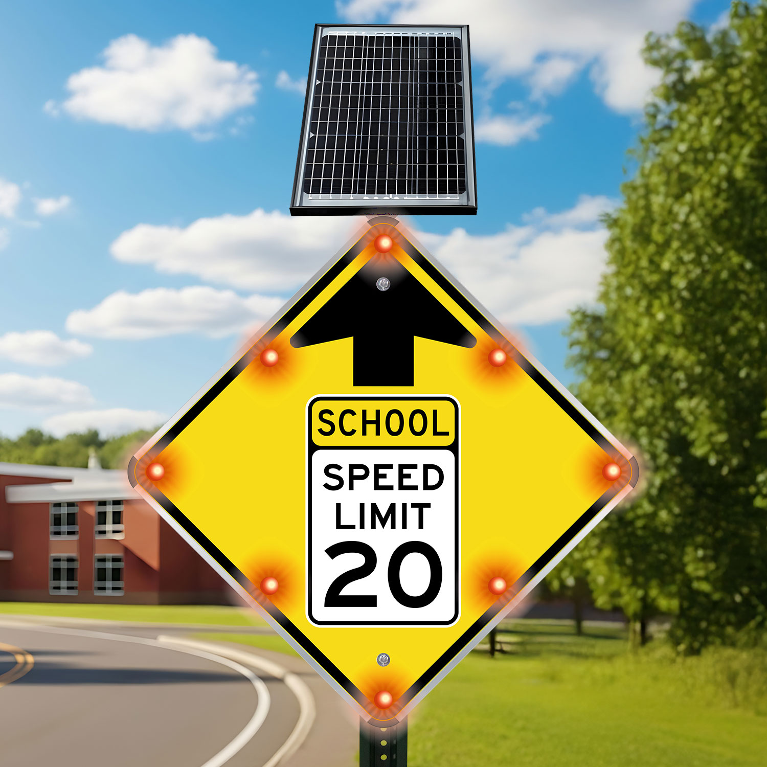 LED Solar School Speed Limit 20 Sign