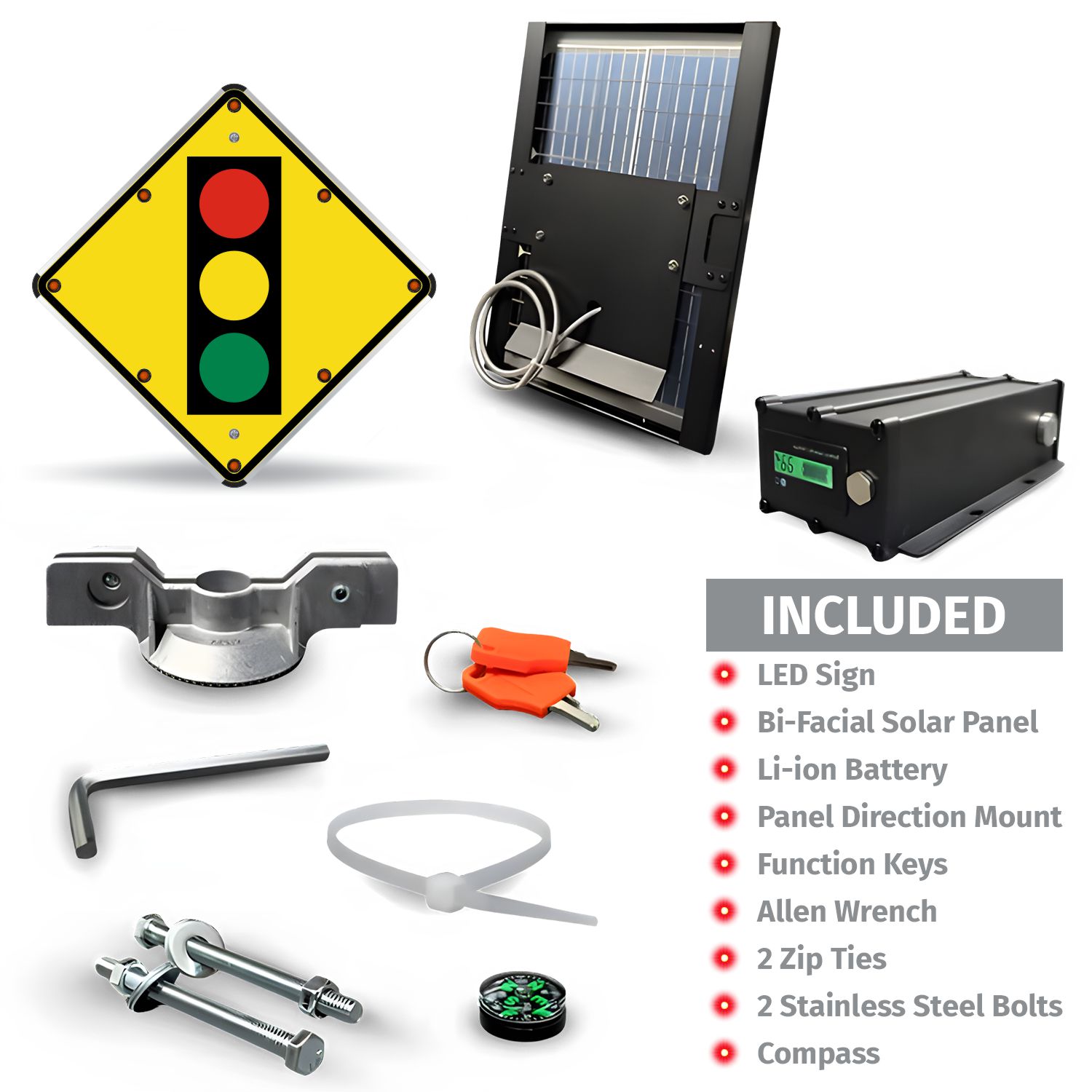 LED Solar Signal Ahead Sign