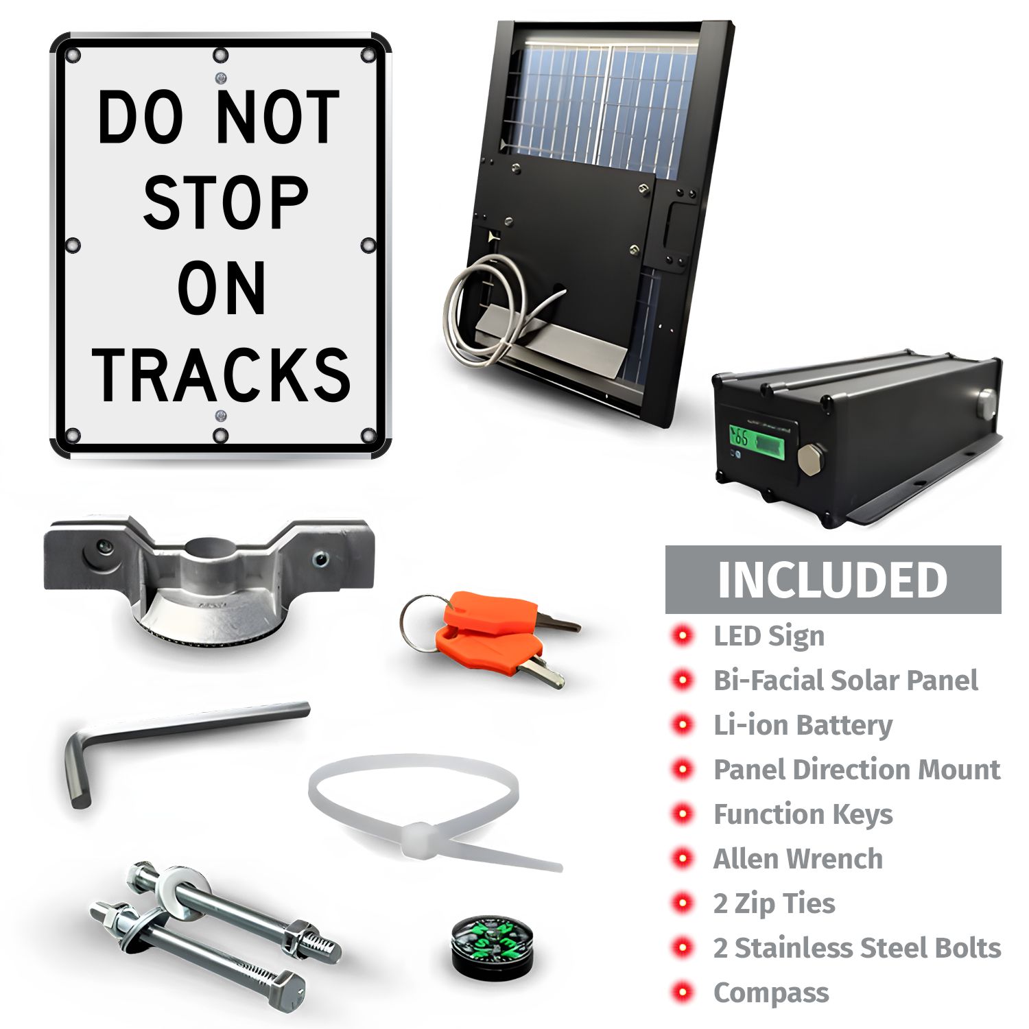 LED Solar Do Not Stop on Tracks Sign