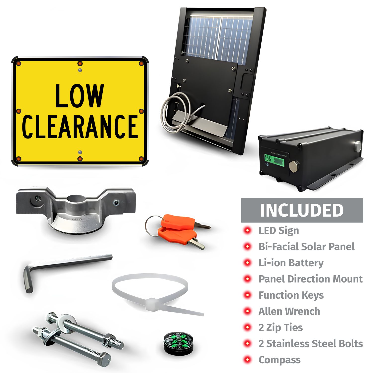 LED Solar Low Clearance Sign