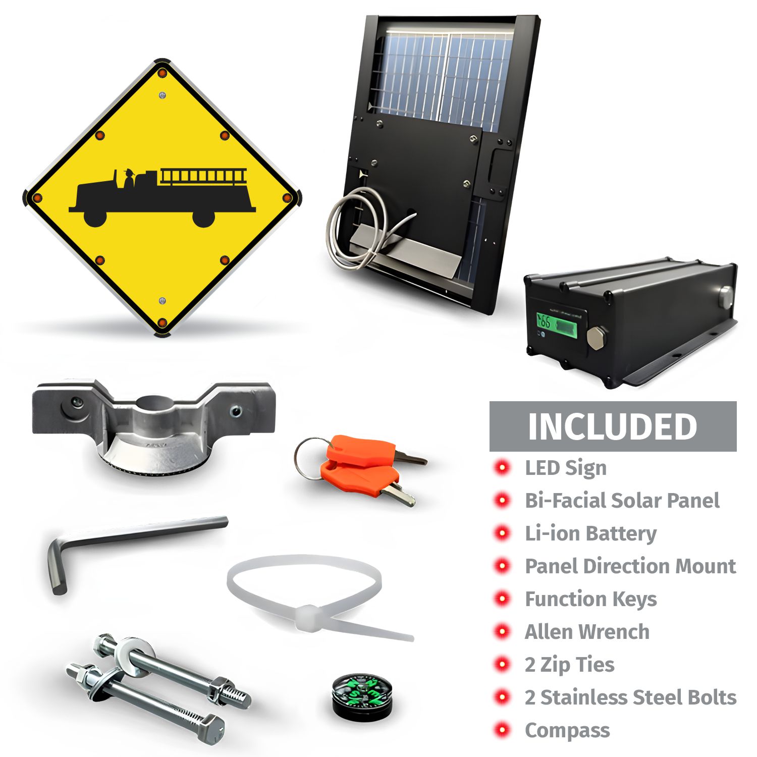 LED Solar Emergency Vehicle Crossing Sign