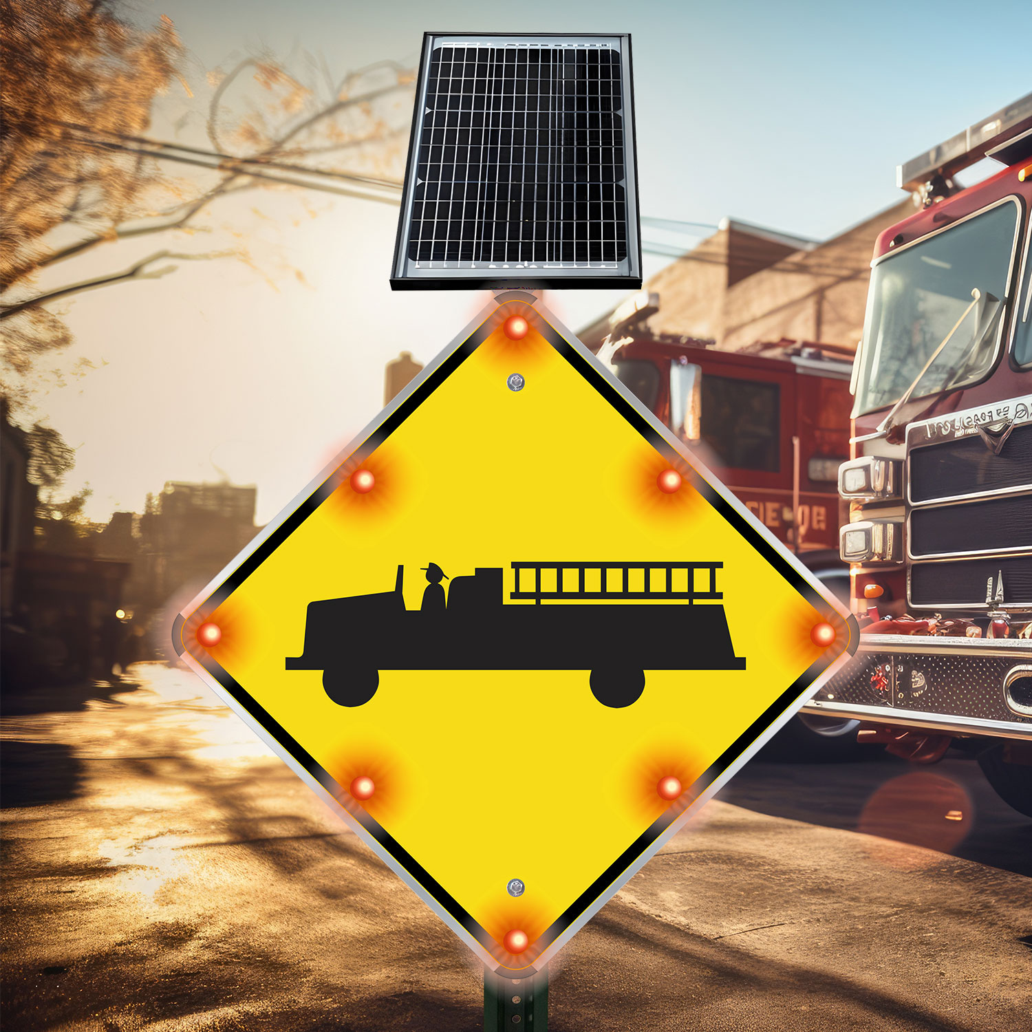 LED Solar Emergency Vehicle Crossing Sign