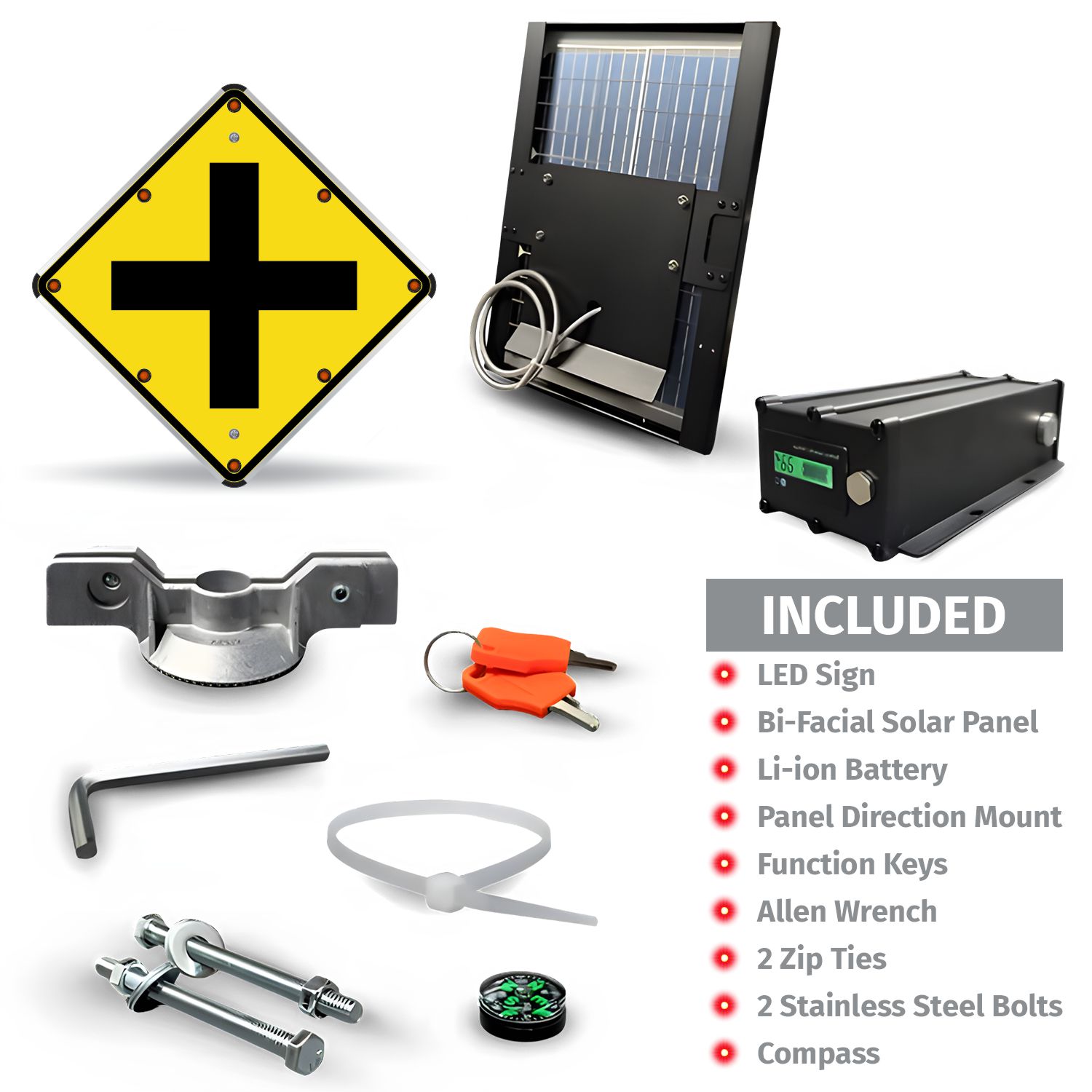 LED Solar Cross Road Intersection Sign