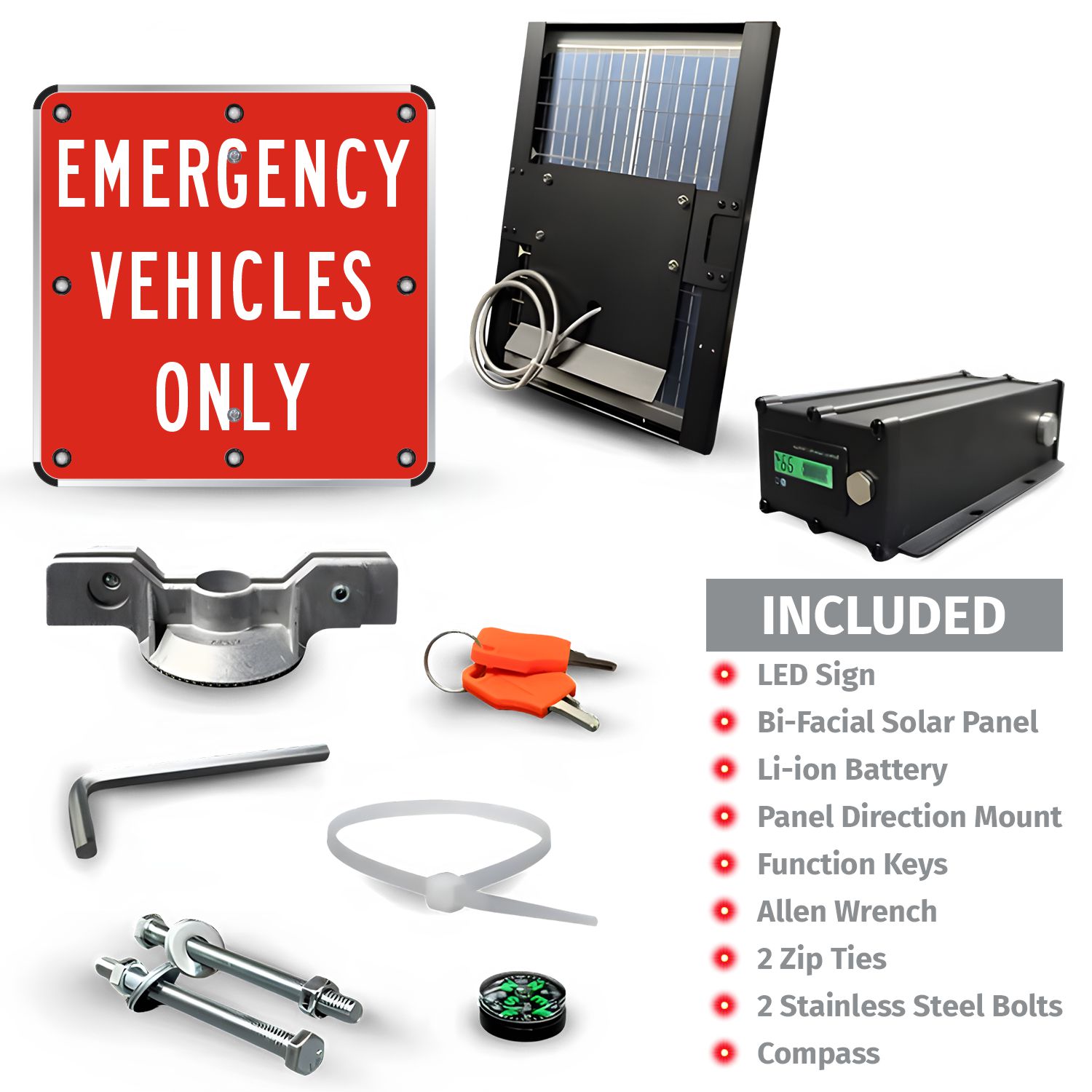 LED Solar Emergency Vehicles Only Sign