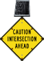 LED Solar Caution Intersection Ahead Sign