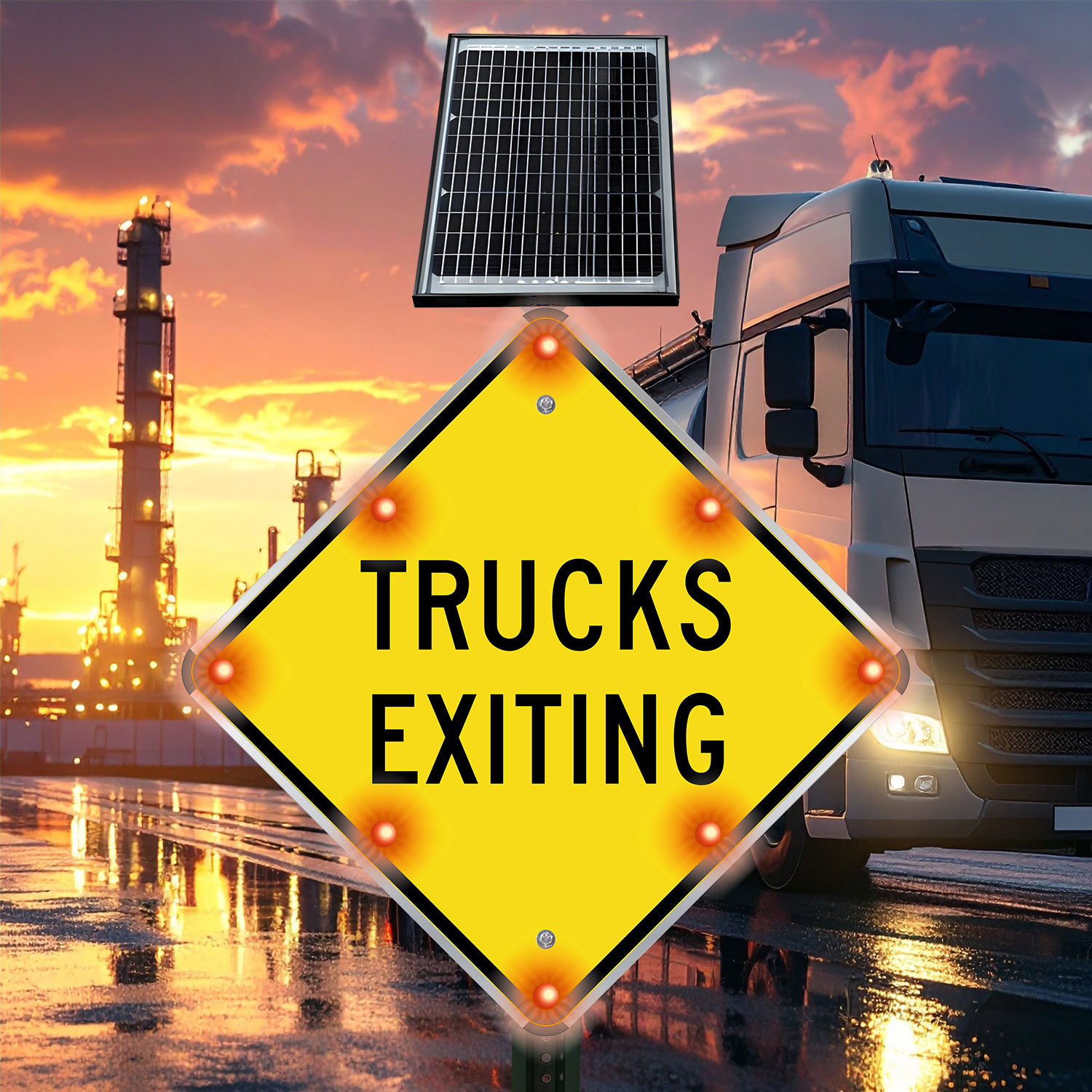 LED Solar Trucks Exiting Sign