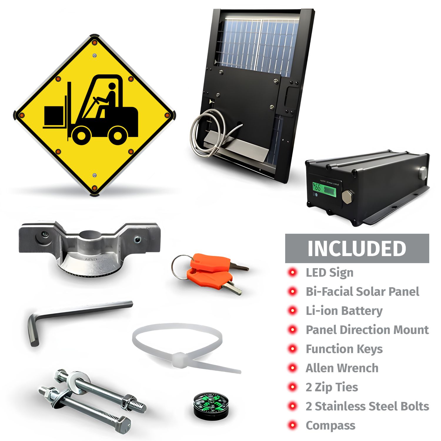 LED Solar Caution Forklift Symbol Sign