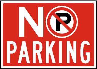 Red Temporary No Parking Sign