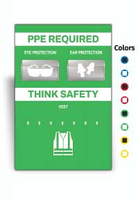 PPE Required 5S Shadow Board - Eye, Ear Protection and Vest