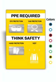 PPE Required 5S Shadow Board - Eye, Ear, Hand Protection and Vest