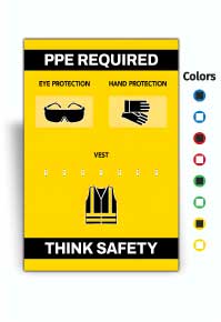 PPE Required 5S Shadow Board - Eye, Hand Protection and Vest