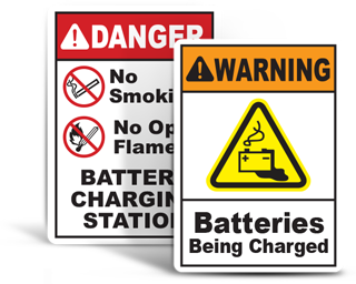 Battery Charging Area Signs