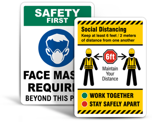 Maintain social distancing zone only 3 people allowed in at one time safety sign 