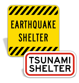 Earthquake Shelter Signs