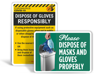 Gloves and Masks Disposal Signs